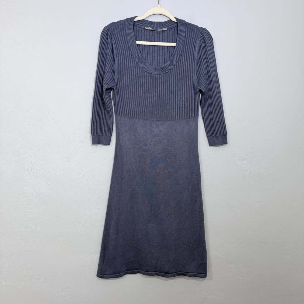 Athleta Sweater Dress Size L Gray Cashmere Blend Ribbed